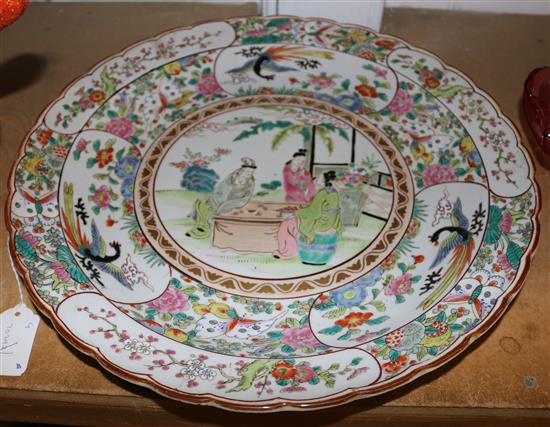 Japanese Canton-style famille rose large charger